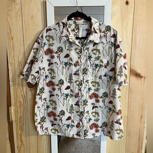 Anthropologie Wildflower Button Front Sleep Shirt 100% Cotton Slight Side Slits
